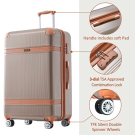 NicBex Unisex's Modern Luggage Sets, Coppery, 19.7"x12.2"x30.7"