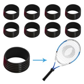 Ulawellor Pack of 8 Rubber Rings, Tennis Racket Grip Tape, Tennis Racket Fix Rings, Tennis Racket Grip Tape for Rubber Ring, Grip Tape for Badminton, Generic, Non-Slip (Black)