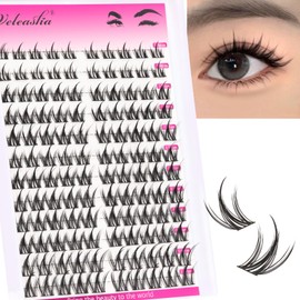Veleasha Lash Clusters Manga Eyelash Clusters Natural Look C Curl Spiky Individual Lashes 10-16MM Wispy Amine Lashes Thin Band Eyelashes 120pcs DIY Eyelash Extension at Home (Twinkle)