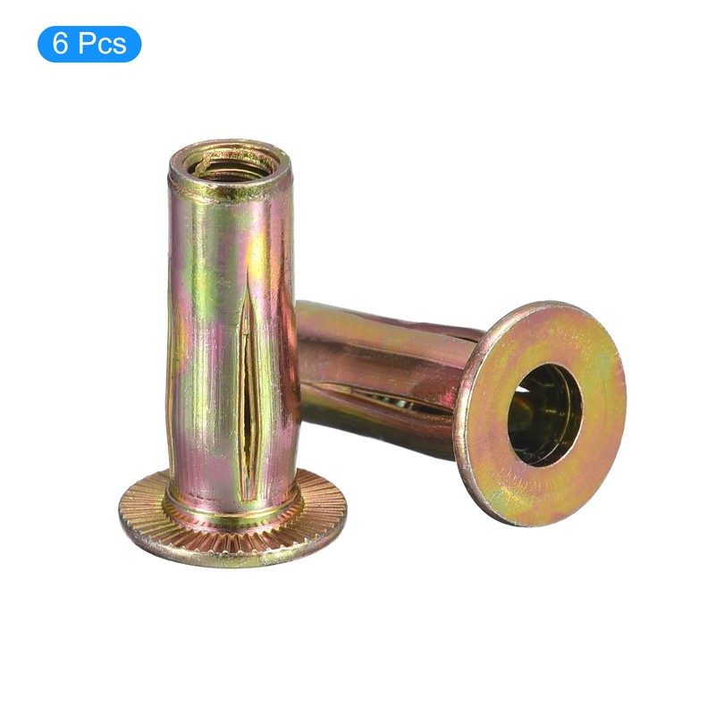 Awclub 1/4-20 Multi-Grip Rivet Nuts, 6pcs Pre-Bulbed Shank Flat Head