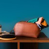 LONDO Genuine Leather Makeup Bag Cosmetic Pouch Travel Organizer Toiletry