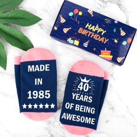 Belloxis 40th Birthday Gifts for Women Grip Socks Cosy Socks for Women Cotton Socks Crew Socks Grip Socks