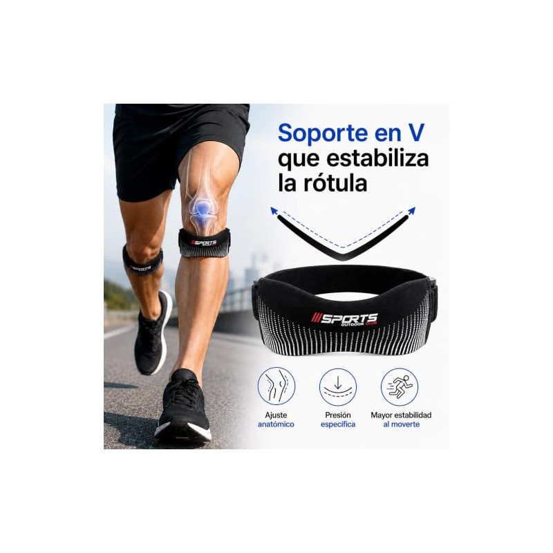 2 PCS Cinta Rotuliana para Rodilleras, Ajustable, Amortiguación de 10