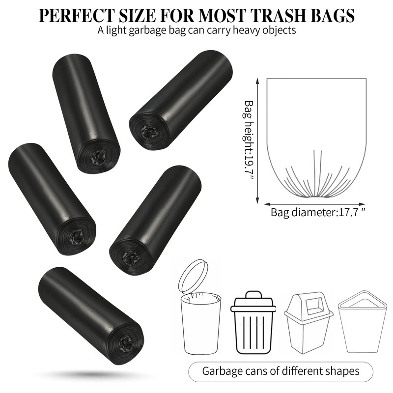 5 Rolls Small Trash Garbage Bags, 4 Gallon 100 Counts