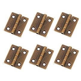 1" Brass Hinge Mcredy Small Hinges for Wooden Box with Mounting Screws Bronze Cabinet Butt Hinges Pack of 6