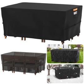 WARMTUYO Gartenmöbel Abdeckung Wasserdicht, Abdeckung Gartenmöbel Winterfest Schutzhülle Anti-UV 420D Oxford Gewebe Abdeckplane Gartenmöbel für Gartentische Outdoor-Tisch Terrassenmöbel 180x120x74cm