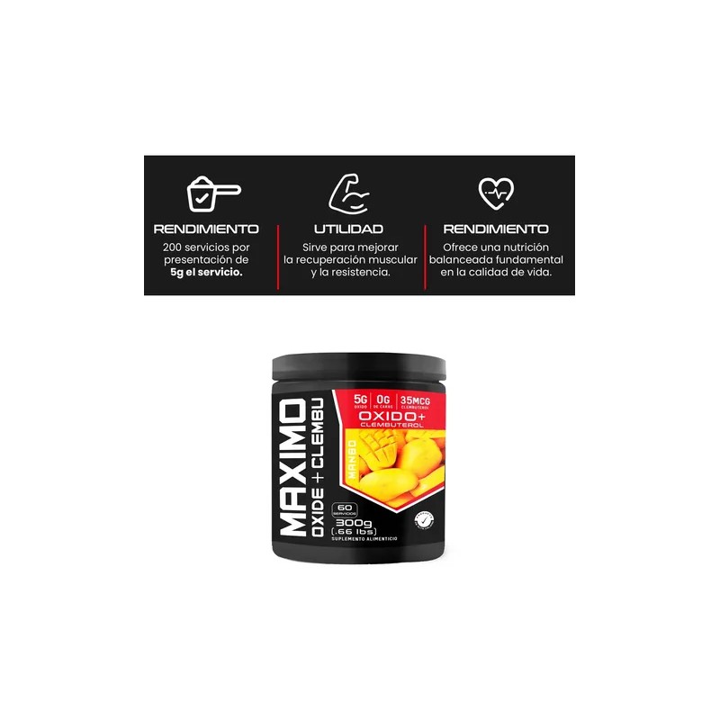 Óxido Clembu Pre Entreno Maximo Protein 60 Servs 300g