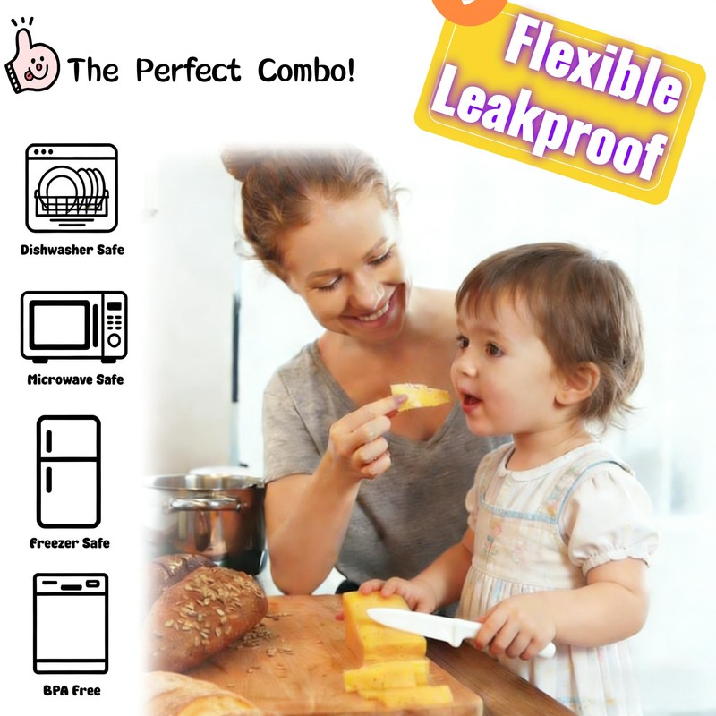 COMTAR Premium Silicone Lunch Box- 240ml Capacity, Easy Open, Shockproof,