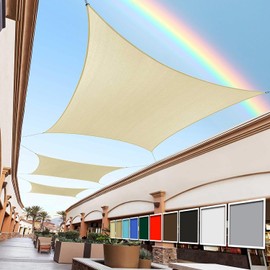Royal Shade 12' x 20' Beige Rectangle Sun Shade Sail RS-SLR, UPF50+ 95% UV Blockage, 200GSM Commercial Standard Heavy Duty, Water & Air Permeable Canopy Mesh Fabric for Patio (We Make Custom Sizes)