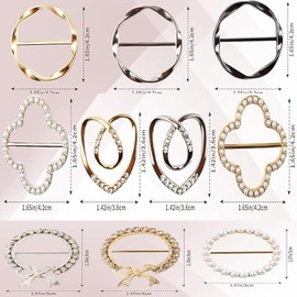 Yeanifeana Clip para camiseta, broche, anillo de bufanda, hebilla de cinturón, hebilla de metal, redondo, clip para camisa de mujer, aleación, clip para bufanda, nudo de seda, nudo de camisa, (10)