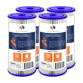 Aquaboon 5 Micron Pleated Sediment Water Filter 10 x 4.5 Cartridge - Whole House Water Filter Replacement - Whole House Water Filters Cartridges Compatible with Well Filters FXHSC, R50-BBSA, 4-Pack