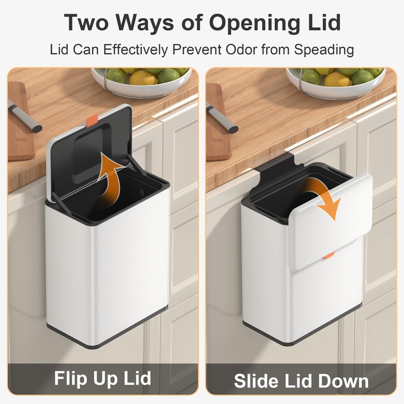 Mbillion Kitchen Compost Bin Hanging Trash Can with Lid 2.1