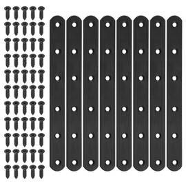 Hilitchi Straight Bracket Stainless Steel Black Straight Corner Braces Straight Flat Brace Mending Repair Flat Plates with Screw (200mm, 8 Pack)