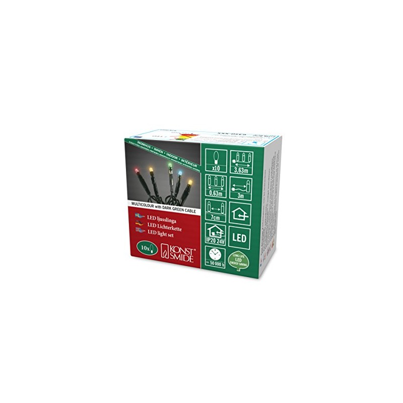 Micro LED light chain with dark green cable
