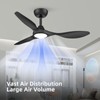 Roomratv 42 Inch BLack Ceiling Fans with Lights, Remote Control,Reversible