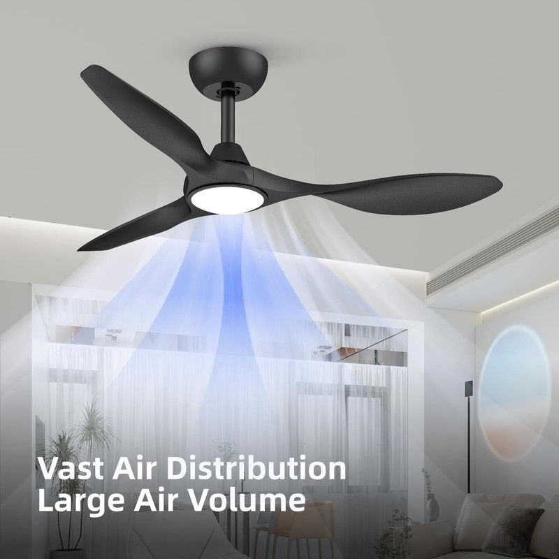 Roomratv 42 Inch BLack Ceiling Fans with Lights, Remote Control,Reversible