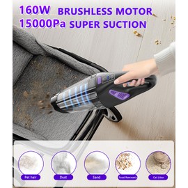 MYUAKO Handed Vacuum Cleaner-p Handheld Car Vacuum Cordless, 18000Pa 160W Car Vacuum Cleaner with LED Screen,30Min Powerful Hand Held Vacuum Cordless Portable Vacuum Cleaner for Home