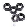 Nut M3 Black, Pack of 100 Threaded Hex Nuts Carbon