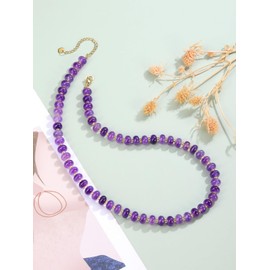 JSDDE Colorful Beaded Necklace for Women Girls Purple Jade Crystal Summer Beach Necklaces Bohemian Gemstone Necklace Jewelry Birthday Gifts