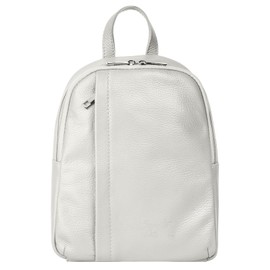 Samantha Look Women's Genuine Leather Backpack, Made in Italy, Modern City Backpack with Main Compartment, Slip and Zip Compartments, 021686, White, Unit size