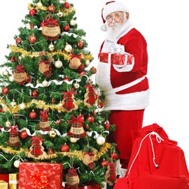 WILLBOND 16 Pieces Christmas Tree Stocking Ornaments Xmas Hanging Decoration Stockings Burlap Christmas Ornaments for Xmas Hanging Ornaments Decorations (Color Set 3)