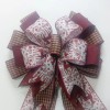 Undisclosed Burgundy Print on White & Check Christmas Bow