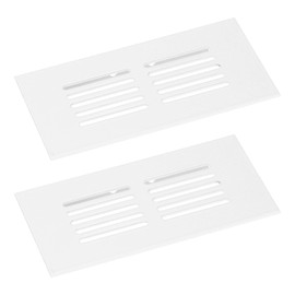 sourcing map Air Vents Cover, 2Pcs 100 x 50mm - Aluminum Alloy Mesh Air Return Vent Cover, Rectangle Louvered Ventilation Grille for Shoe Cabinet Wardrobe (White)