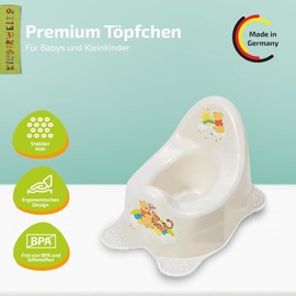 KiNDERWELT Premium Potty for Children and Babies, Winnie Design in White, Potty for Toddlers from 18 Months, High Back, Non-Slip and BPA Free