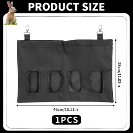 YCHYAN Rabbit Hay Bag, Oxford Fabric Rabbit Hay Feeder Bag, Adjustable Hanging Hay Food Bag, with 4 Windows, Suitable for Guinea Pigs, Rabbits and Other Small Animals