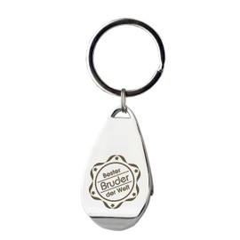 Bottle Opener Keyring with Engraving "Bester Bruder der Welt" - Chrome - as a Birthday or Christmas Gift