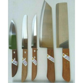 Kiwi 5pcs Thai KIWI Brand Knives Wood Handle Kitchen Blade Stainless - ( #172 Set )