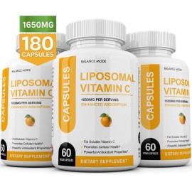 Liposomal Vitamin C 1650mg - 180 Capsules - High Absorption Supplements USA MADE