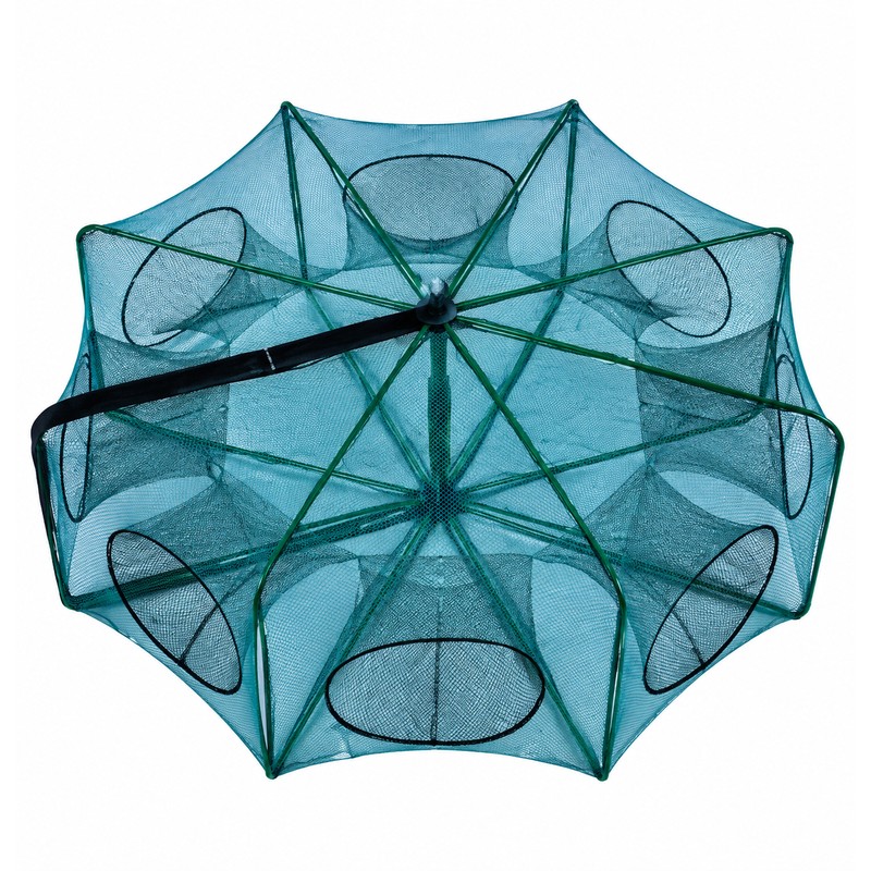 Portable Folding Fishing Trap – 8-Hole Mesh Cage for Crab,