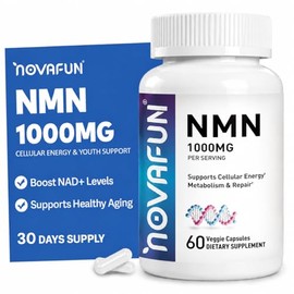 Suplemento NMN de 1000 mg, mononucleótido de beta-nicotinamida, 60 cápsulas | 99.9% de pureza con apoyo NAD+, energía celular y envejecimiento saludab