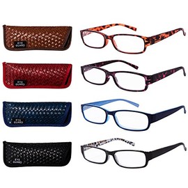 EYEGUARD Readers 4 Pack of Thin and Elegant Womens Reading Glasses with Beautiful Patterns for Ladies 1.00