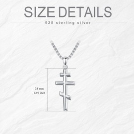 Swordgod Orthodox Cross Necklace for Men Women 925 Sterling Silver Eastern Cross Pendant Religious Jewelry Christmas Gifts for Him Father Son Husband Brother