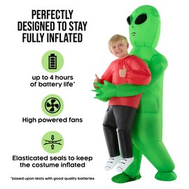 Morph Costume Kostüm Aufblasbar Alien Entführte, Aufblasbares Alien Kostüm Kinder, Huckepack Kostüm Alien und Entführte, Alien Aufblasbar Kostüm Kinder in Einheitsgröße Erhältlich