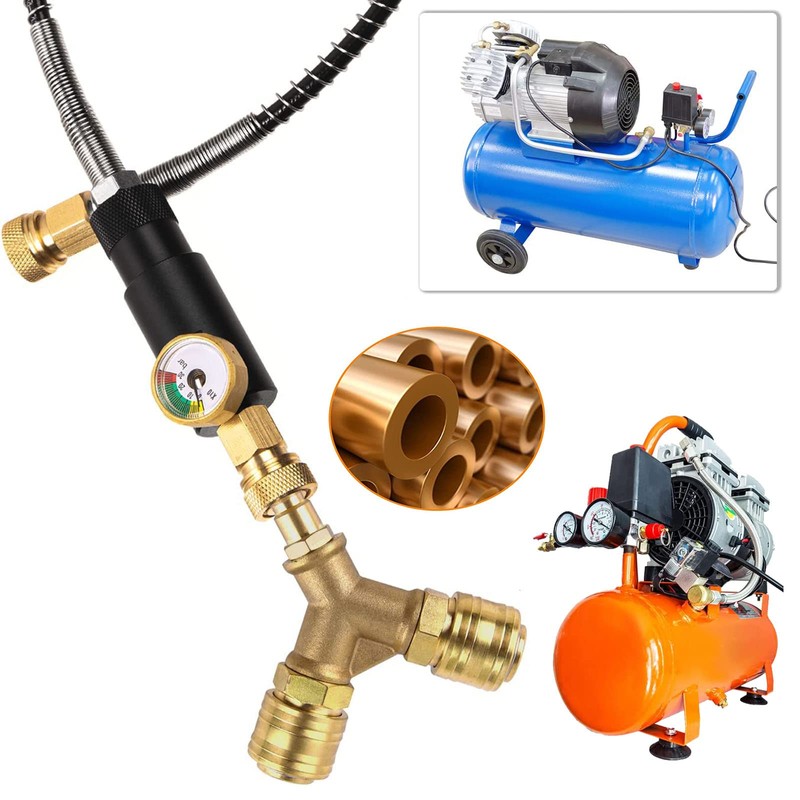 Air Hose Quick Coupling 2-Way with 2 Couplings, 1/4 Inch