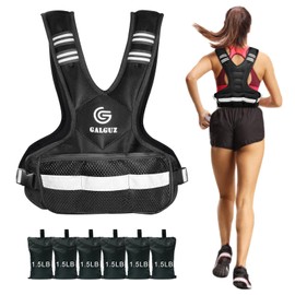 Galguz Adjustable Weighted Vest for Women, 11-20lb Vest with 6 Ironsand Weights for Strength Training, Adjustable Weight Vest with Reflective Strip for Night Use(11-20lb)