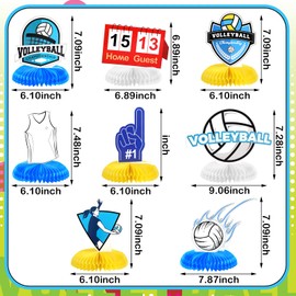 Harloon 12 Pieces Volleyball Party Decorations Volleyball Honeycomb Centerpieces Volleyball Tables Centerpieces Volleyball Party Favors for Birthday Party Sports Themed Party Decor