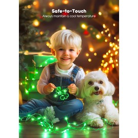 33Ft 100 LED Outdoor String Lights, Green Fairy Lights Battery Operated with Remote, Waterproof Twinkle Lights for Bedroom Dorm Patio Tapestry Backyard Garden Party Indoor St. Patrick Decoration