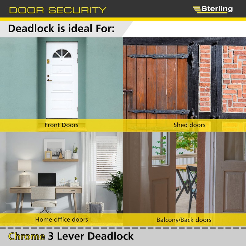 Sterling MLD325N 2.5-inch/65mm 3-Lever Deadlock - Nickel