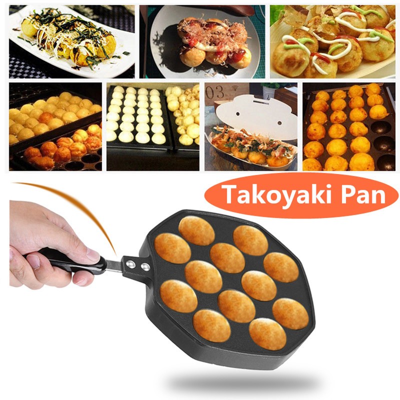 12 Cavities Aluminum NOn stick Takoyaki Grill Pan Plate Octopus