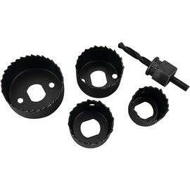 Performance Tool 1460 Interchangeable Arbor with Four Hole Saw Sizes: 1 1/4-Inch, 1 1/2-Inch, 1 3/4-Inch and 2 1/8-Inch, Ideal for Woodworking and DIY Projects