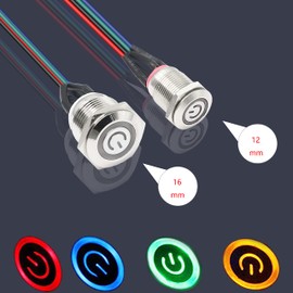 PC Power Switch, Chassis Switch Host Metal Button, Computer Host Switch Cable PC Case LED Power Button ATX Supply On/Off for DIY Computer Switch 60cm - 1pcs (16mm)