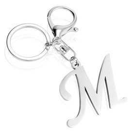 XGALBLA Cute Stainless Steel Silver Letter A-Z Keychain for Women Bag Charms For Handbags Backpack Cute Initial Letter Keychain(M)