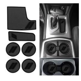 REMOCH Fits Dodge Charger Accessories 2015-2023, Cup Holder Insert Center Console Shifter Liner Trim Interior Door Pocket Mats (6pcs Set,Black Trim)