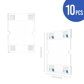WeeGoo 10 Pack Acrylic Wall Mount Sign Holder A6 Clear Sign Holders Vertical, Wall Sign Memo Document Menu Holder with Tape, Crack & Scratch Resistant, No Drilling Required