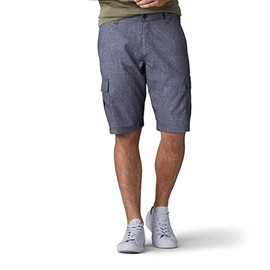 Lee Men's Big and Tall Performance Cargo Short, Gray Heathered Plaid, 50