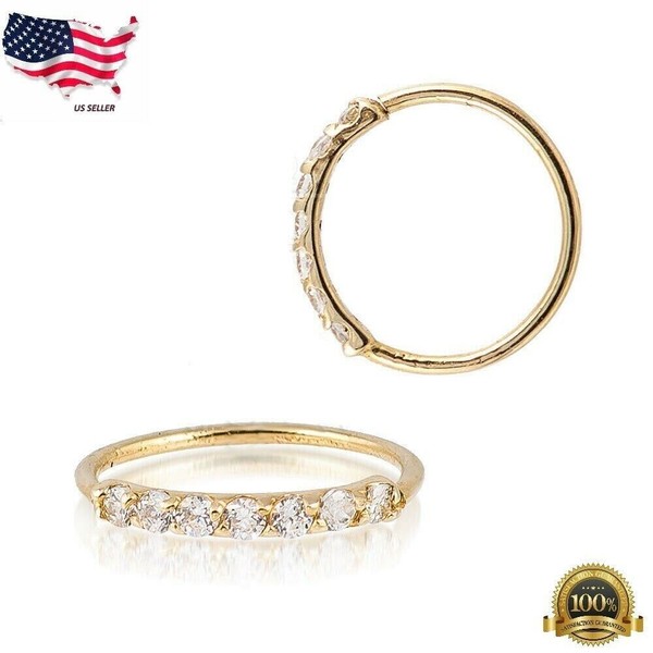 Unbranded Silver / Gold Plated 7 CZ Hoop Helix Tragus